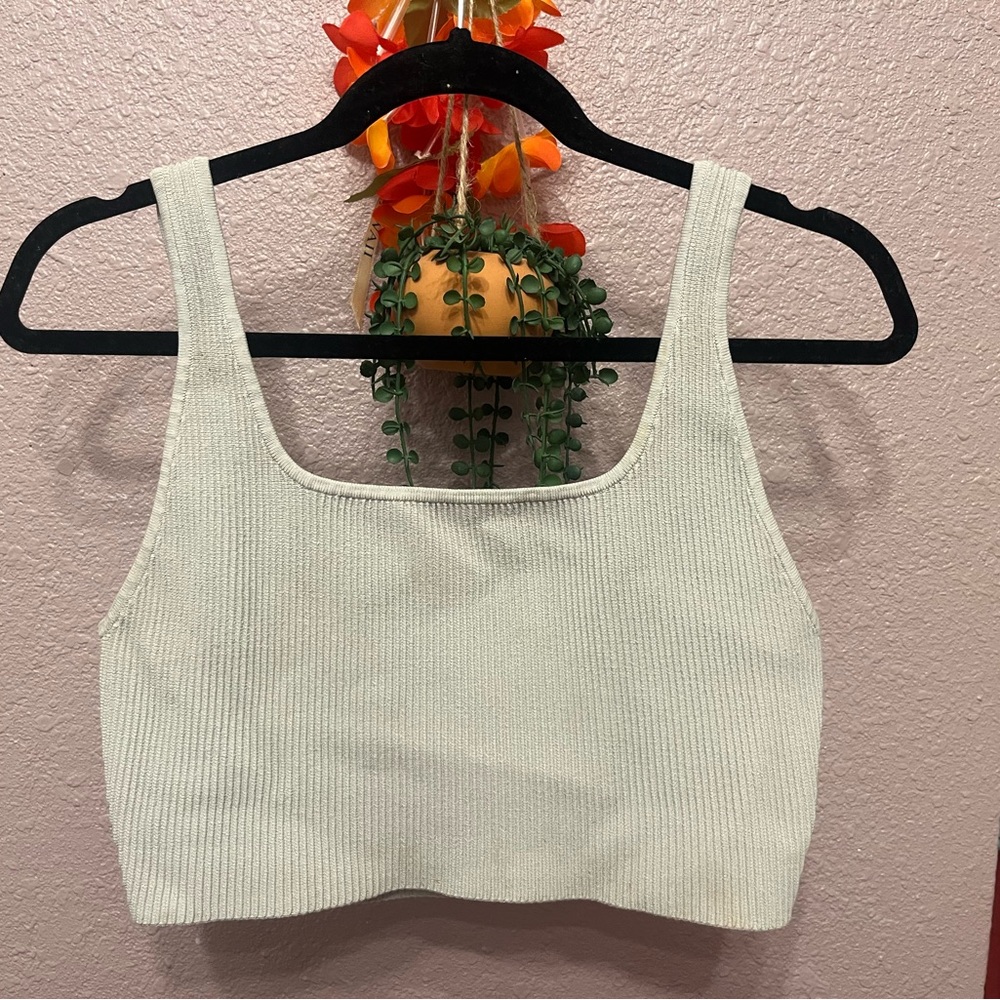 Babaton Cream Ribbed Tank Top